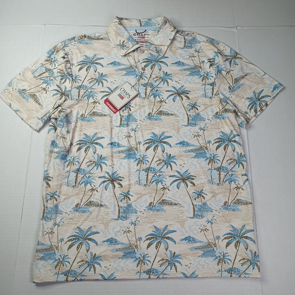 Chaps Everyday Performance Polo Shirt‎ Men's Size L Large Ecru Moisture Wick